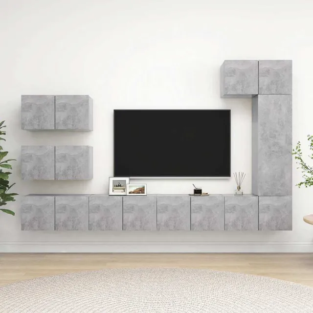 vidaXL 8-delige Tv-meubelset bewerkt hout betongrijs grijs, foto 2
