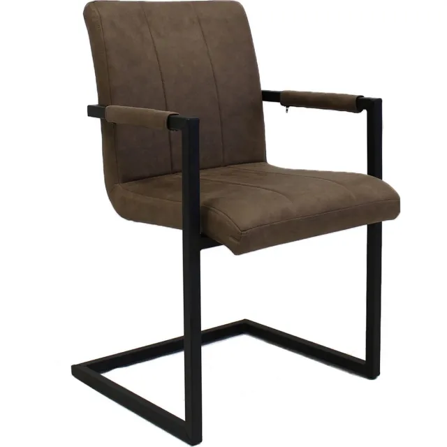 Bolt Edge Eetkamerstoel - Taupe Microvezel - Metalen poten - Set van 1 - Zithoogte 46cm
