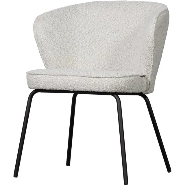 WOOOD Admit Eetkamerstoel - Bouclé - Naturel/Wit - 77x60x59 cm