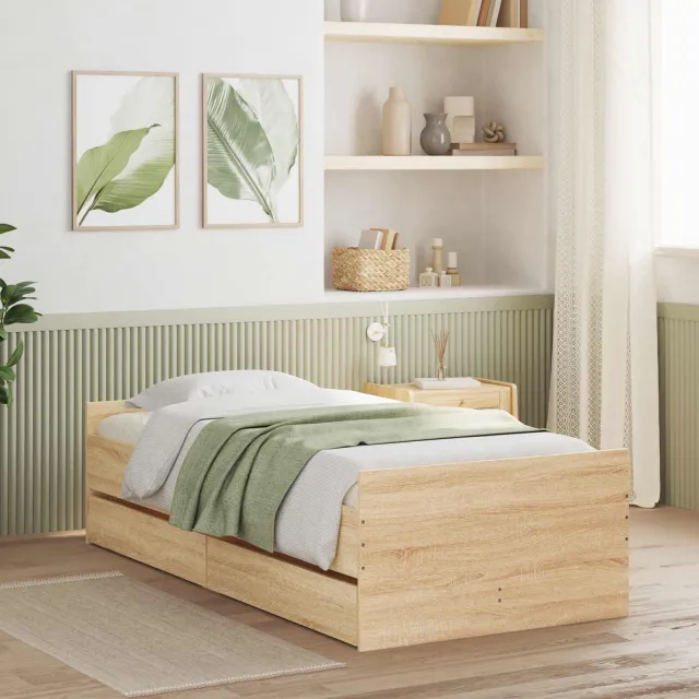 vidaXL Bedframe Sonoma Eiken Bewerkt hout
