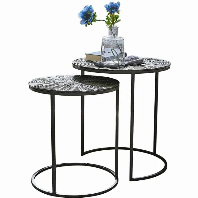 Loberon Bijzettafel set van 2 Petrosini zwart