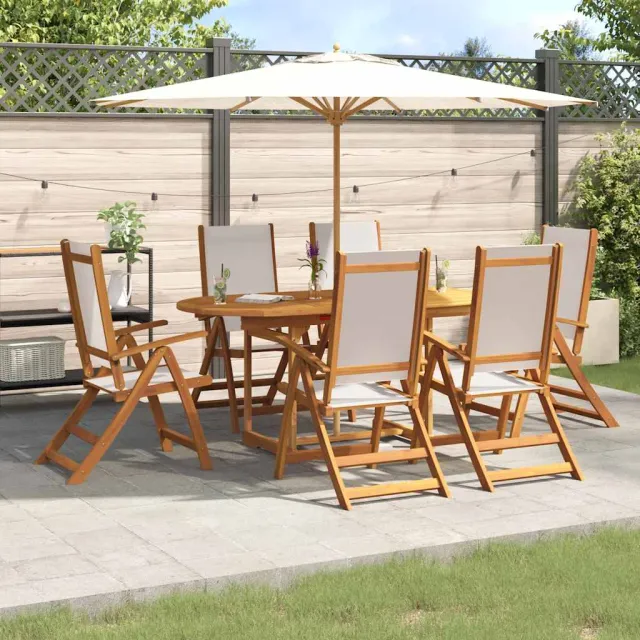 vidaXL 7-delige Tuinset massief acaciahout en textileen bruin, foto 2