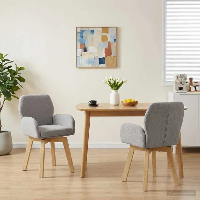 vidaXL Draai Eetstoelen 2 st Bouclé Lichtgrijs 54 x 58 x 87 cm