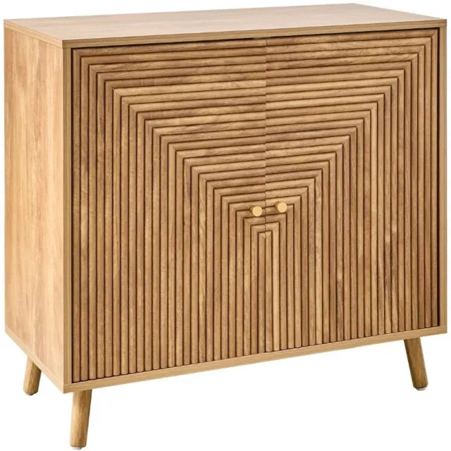 CaliCosy Dressoir 2 deuren met lamellen-effect in L-vorm, L80 cm - EDEN Wit
