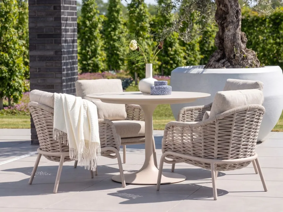 Suns Casto/Nova ø120cm low dining tuinset 5-delig taupe, foto 4