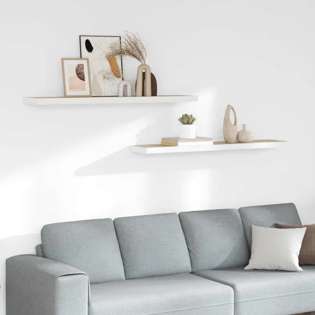 vidaXL Wandschappen zwevend 2 st 120x23,5x3,8 cm MDF eikenkleurig wit Bruin