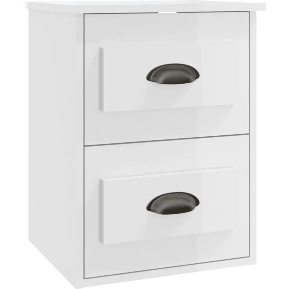 vidaXL Nachtkastje wandgemonteerd 41,5x36x53 cm hoogglans wit