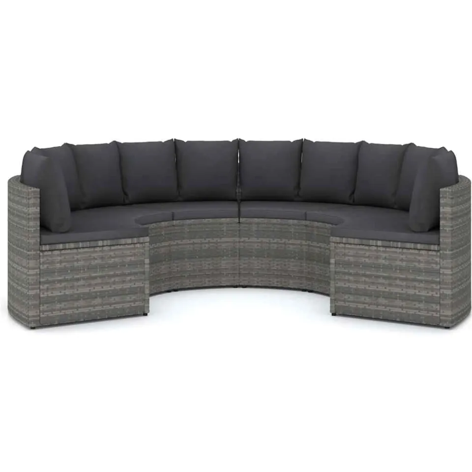 vidaXL 6-delige Loungeset met kussens poly rattan grijs