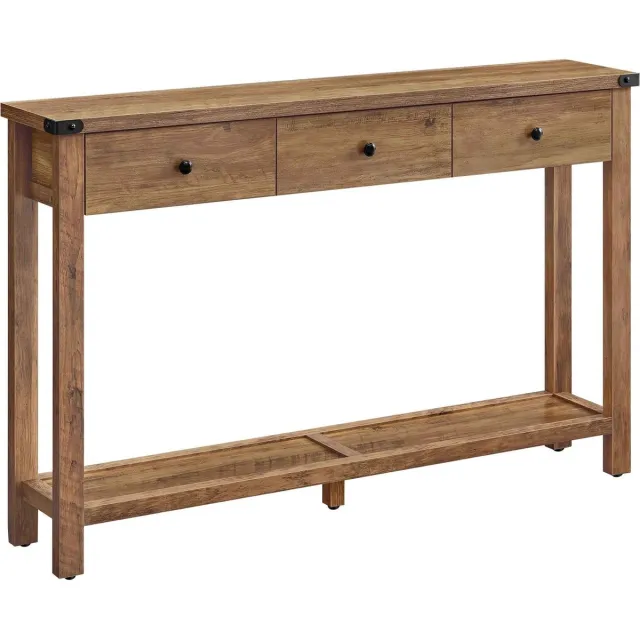 C. , R. E. CORE Consoletafel - Bijzettafel - Salontafel - Neventafel - Wandtafel - Sidetable - Haltafel - 3 lades en plank - 120x24x76 - Bruin