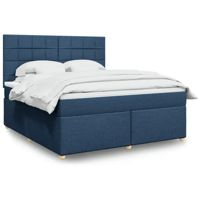 vidaXL Boxspring met matras stof blauw 180x200 cm