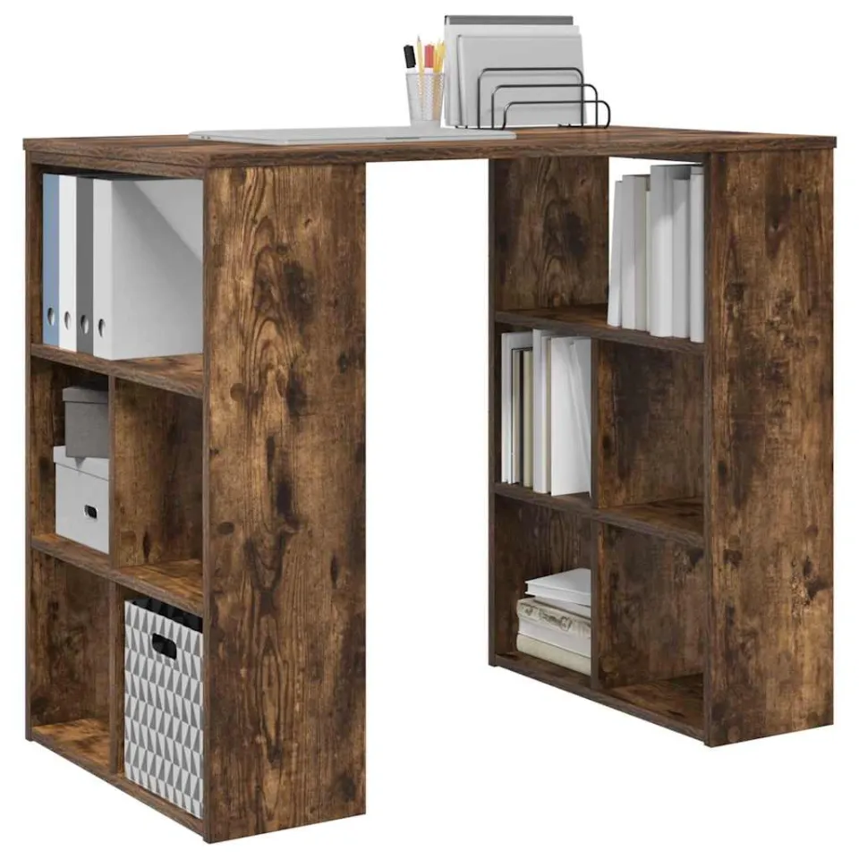 vidaXL Bureau Gerookt eiken 90 x 50 x 75 cm Bewerkt hout Bruin