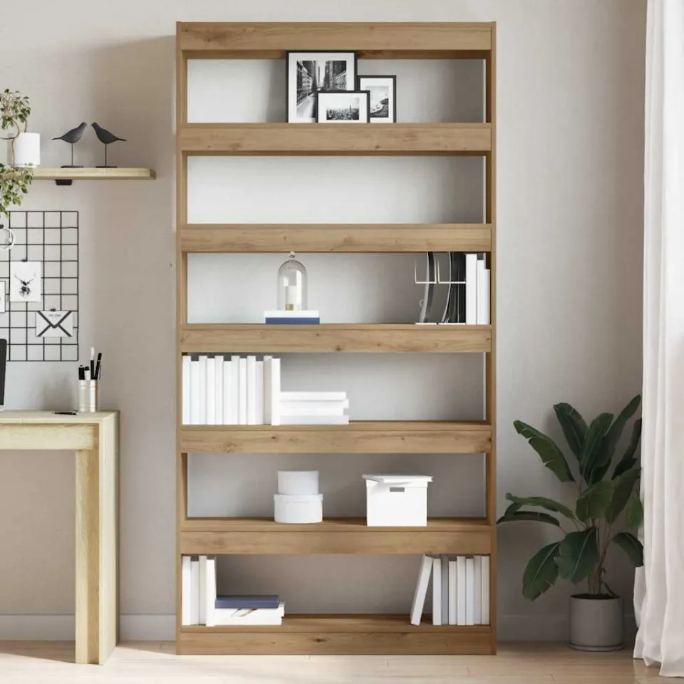vidaXL Boekenkast 6-laags 100 x 30 x 198 cm Bewerkt hout Artisan Eik beige, foto 4