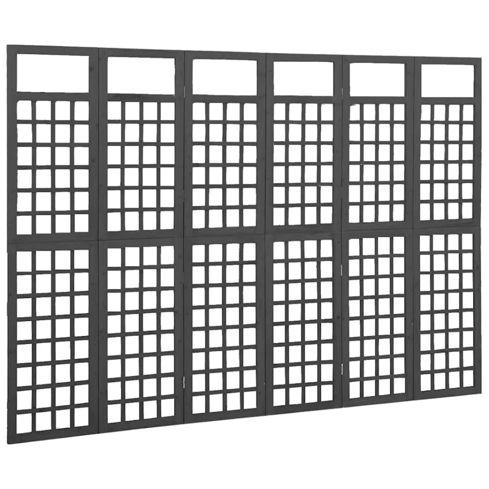 vidaXL Kamerscherm/trellis met 6 panelen 242,5x180 cm vurenhout zwart, foto 2
