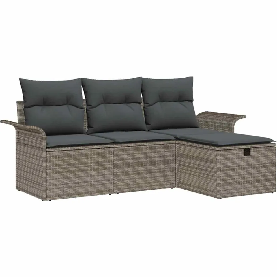 vidaXL Tuin Sofa Set 4 st Poly riet Bruin