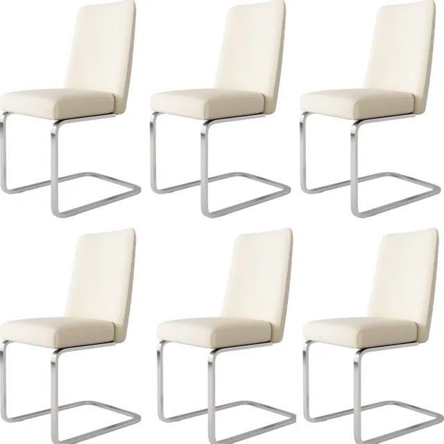 Merax Luxe Fluwelen Eetkamerstoelen Set van 6 – Diamantpatroon Rugleuning – Zilveren Metalen Sledepoten – Beige