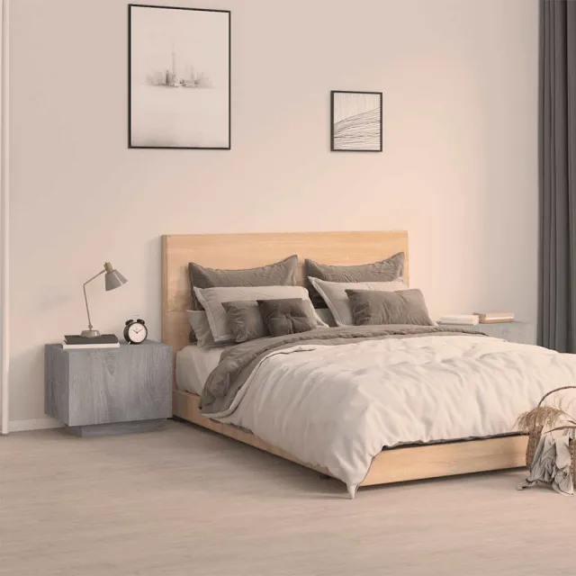 vidaXL Nachtkastje 100x35x40 cm bewerkt hout grijs sonoma eikenkleurig, foto 2