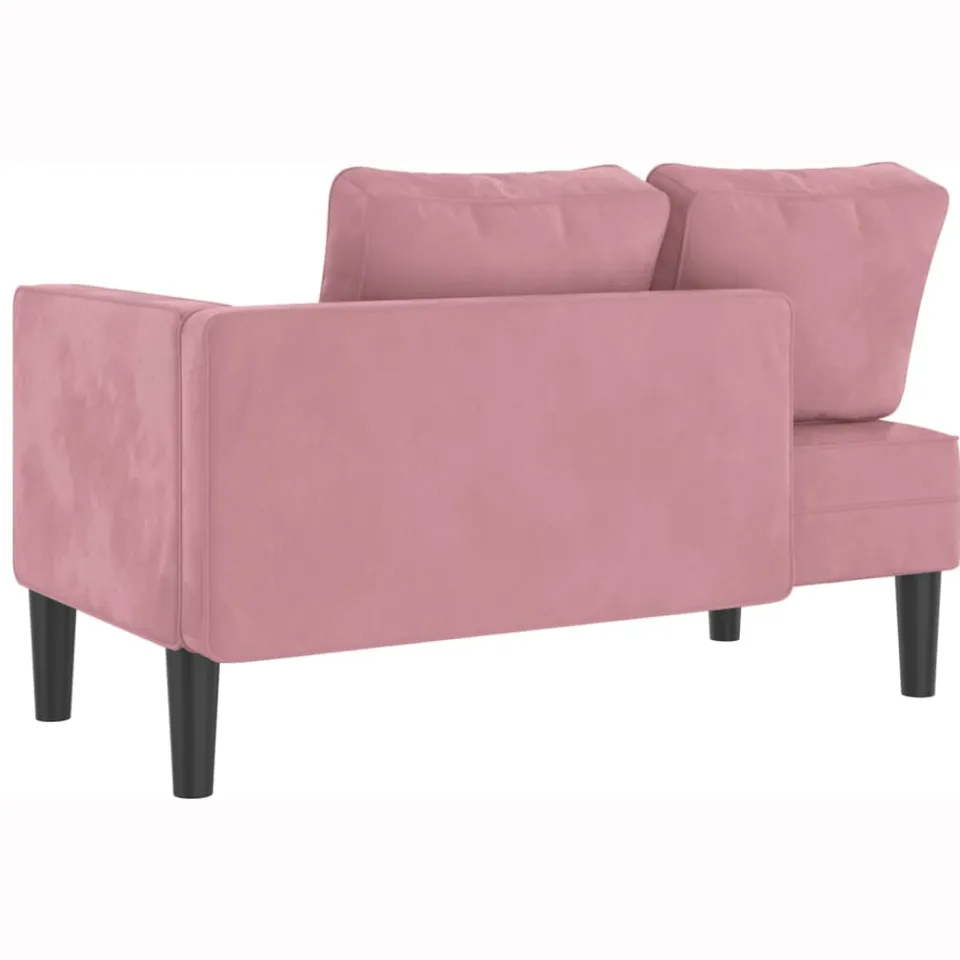 vidaXL Chaise longue met kussens fluweel roze, foto 4