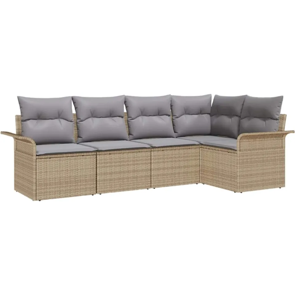 vidaXL Tuin Sofa Set 5 st Beige poly rattan