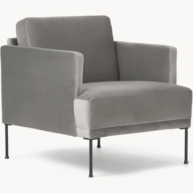 Westwing Collection Fluwelen fauteuil Fluente Grijs