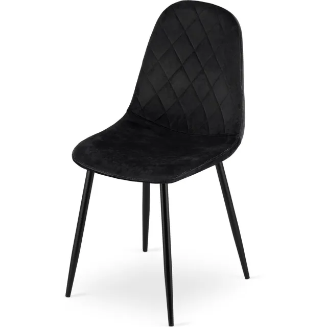 Viking Choice ASTI - Velvet eetkamerstoel - zwart - set van 4 eetstoelen