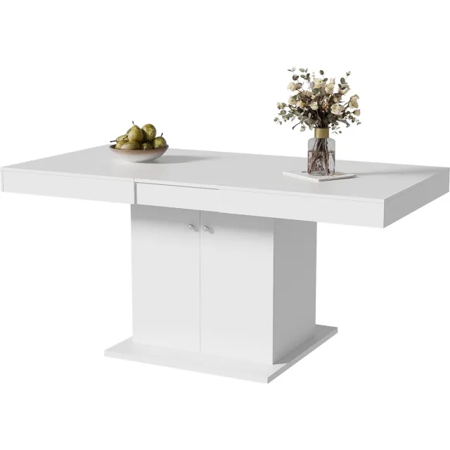 Merax Uitschuifbare Eettafel met Opbergruimte 140 tot 180x80 – Wit