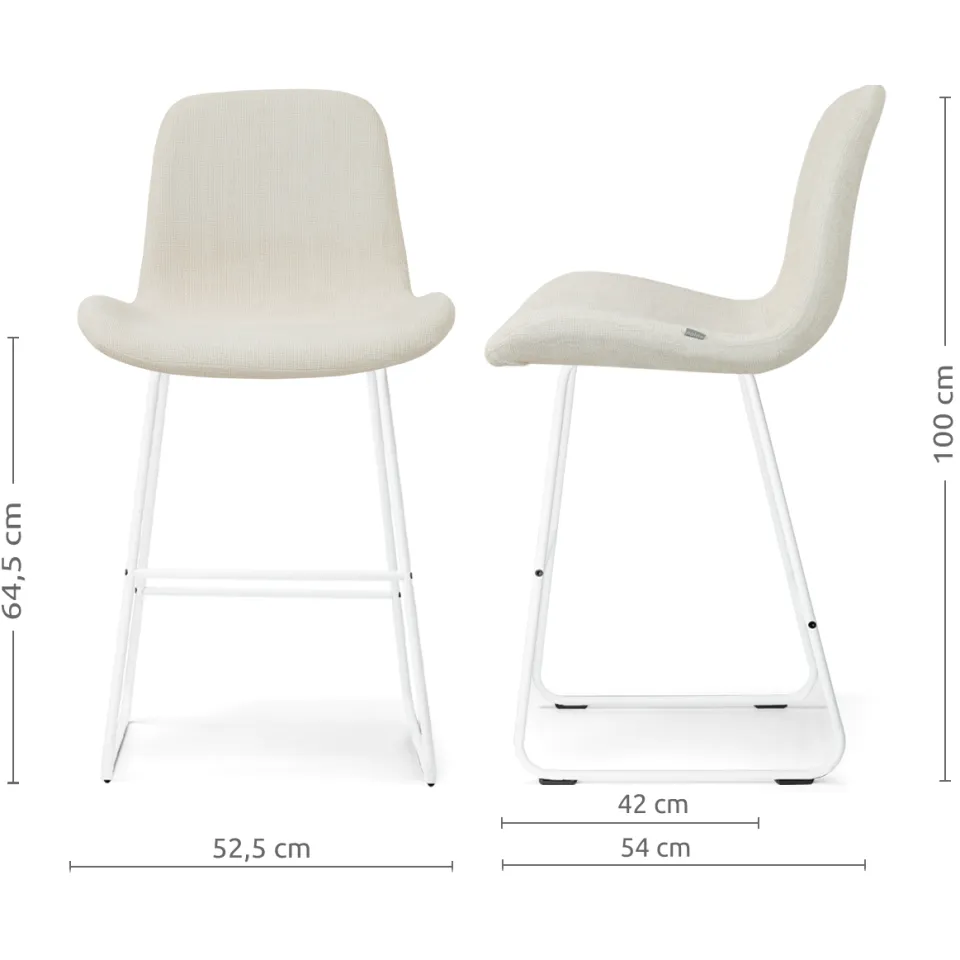 Nolon Nino-Fé barkruk cottonbeige - wit onderstel - 65 cm, foto 2