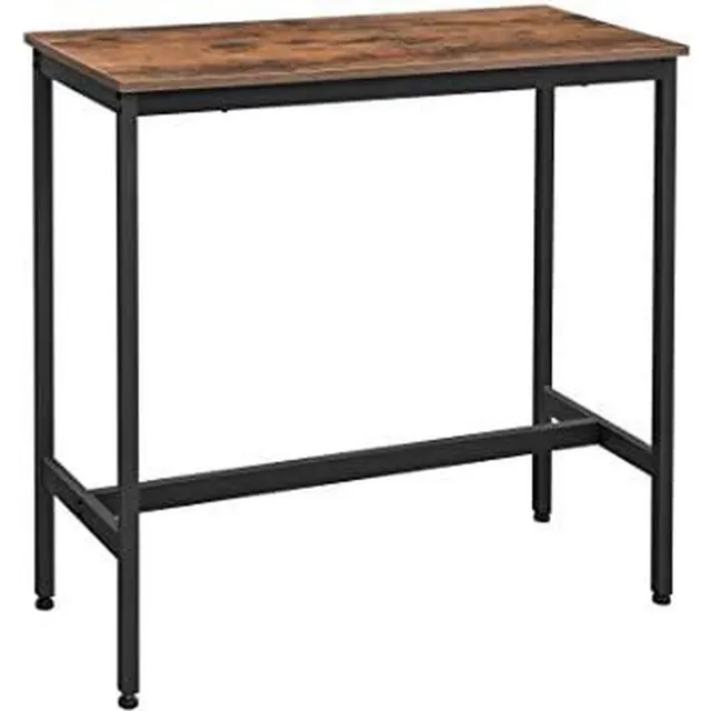 VASGALE Bartafel - Bijzettafel - Koffietafel - Woonkamer tafel - Staal - 100 x 40 x 90 cm - Zwart Bruin