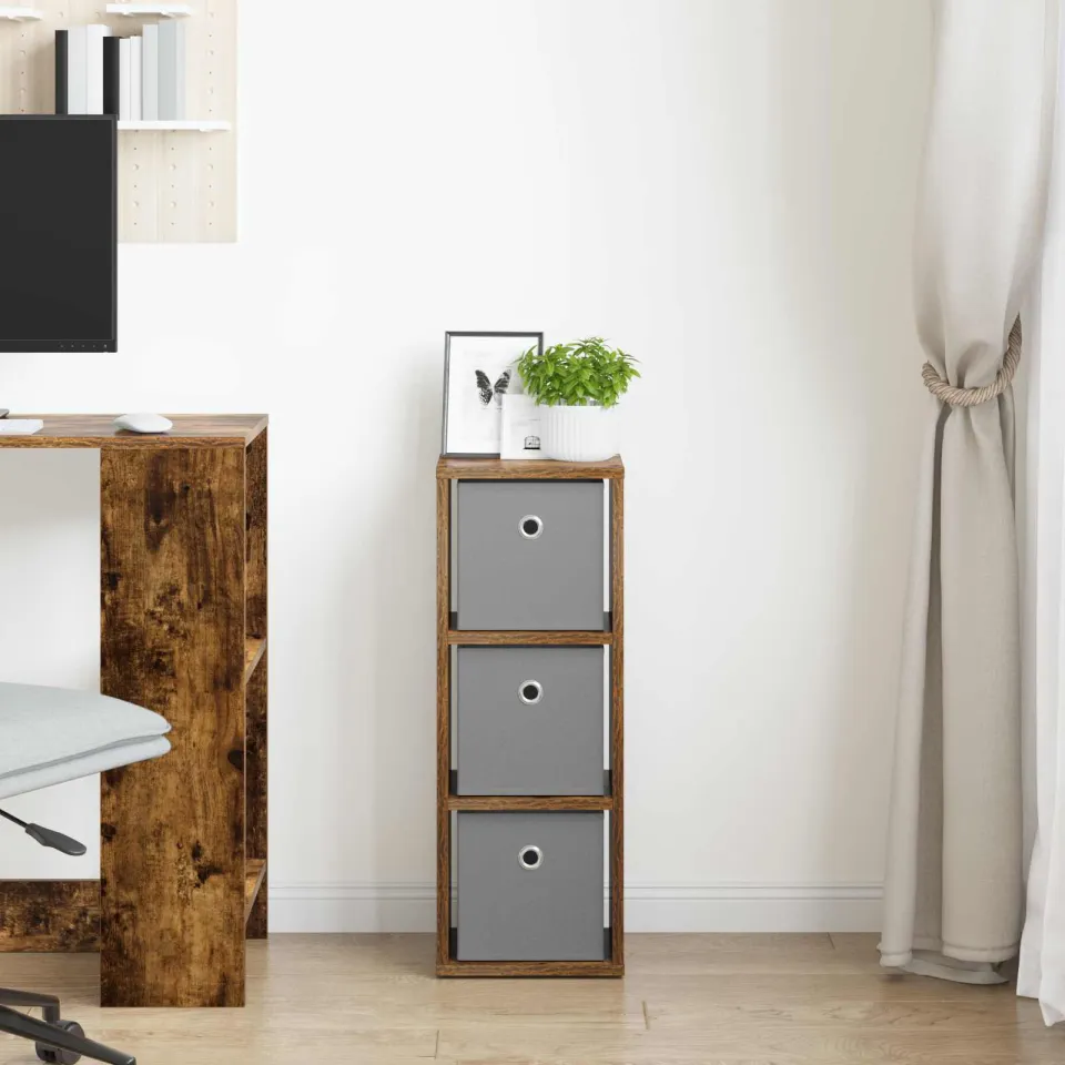 vidaXL Dressoir Gerookt eiken 25,5 x 22 x 69,5 cm, foto 2