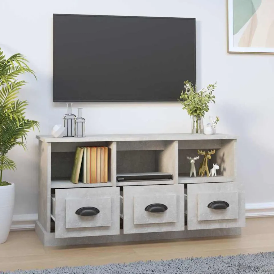vidaXL Tv-meubel 100x35x50 cm bewerkt hout betongrijs grijs, foto 3