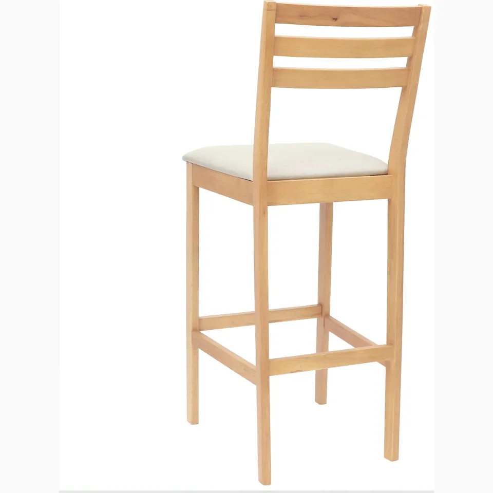 vidaXL Barkruk 2 st Natuurlijk en Beige Massief Rubberhout en Stof, foto 4