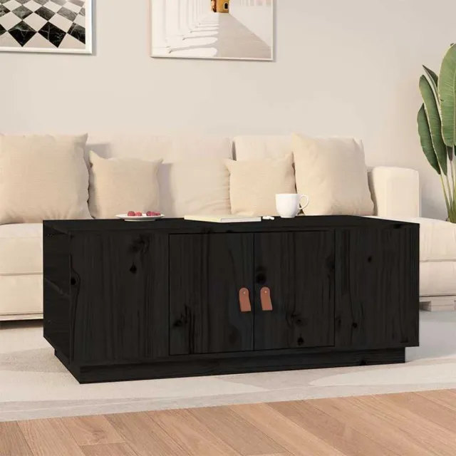 vidaXL Salontafel 100x50x41 cm massief grenenhout zwart, foto 2