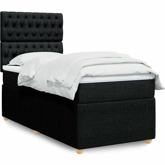 vidaXL Boxspring met matras stof zwart 80x200 cm