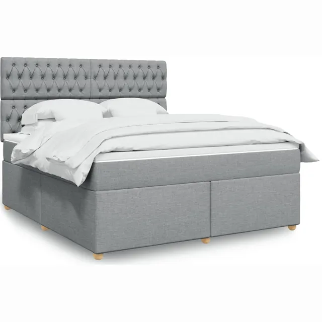 vidaXL Boxspring met matras stof lichtgrijs 180x200 cm grijs