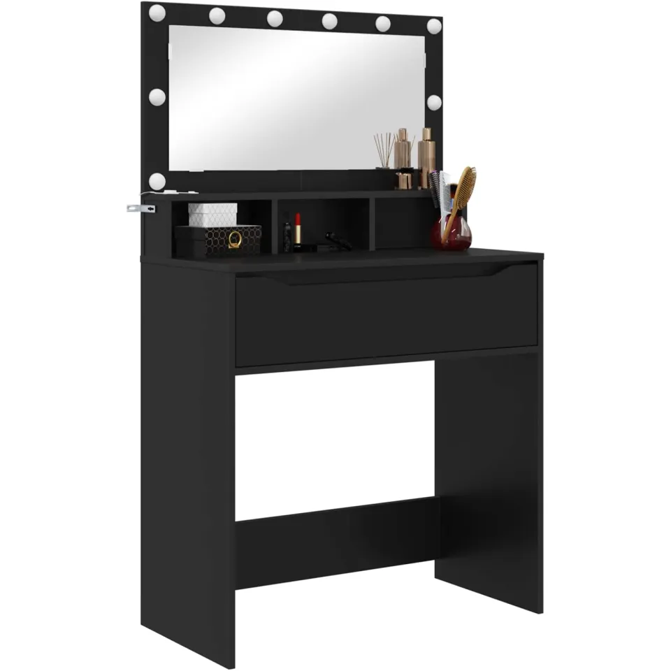 vidaXL Slaapkamer Kaptafels Zwart 80 x 39,5 x 135 cm Bewerkt hout