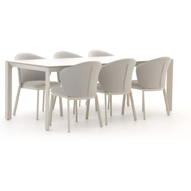 Bellagio tuinmeubelen Bellagio San Lupo/Sestino 220cm dining tuinset 7-delig Taupe