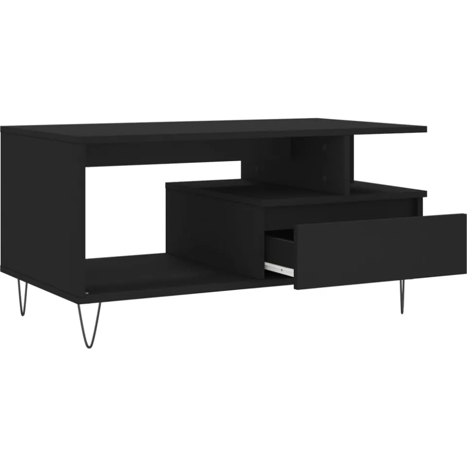 vidaXL Salontafel 90x49x45 cm bewerkt hout zwart, foto 4