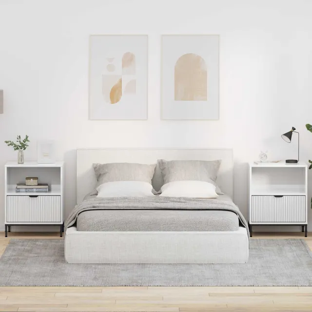vidaXL Nachtkastje 2 st Hoogglans wit 49 x 36 x 61 cm Bewerkt hout