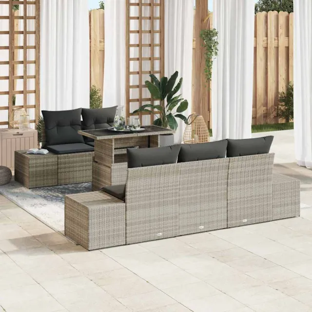 vidaXL Tuin Sofa Set 6 st Licht Grijs en Donker Grijs 100 x 55 x 73 cm Lichtgrijs