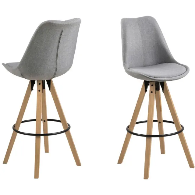Giga Living Barkruk Ljusvik - Lichtgrijs Stof - Zithoogte 75cm - Set van 2
