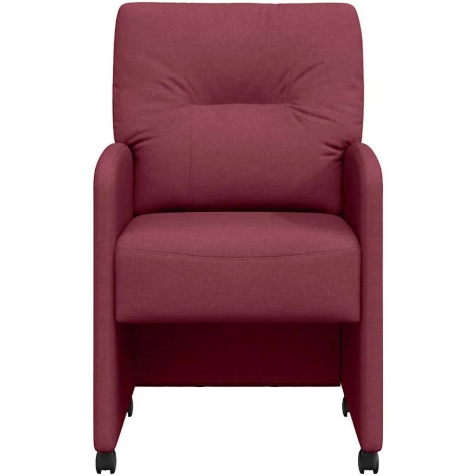 vidaXL Eetkamerstoelen met Wieltjes 2 st Stof Wijnrood 57 x 67 x 95 cm