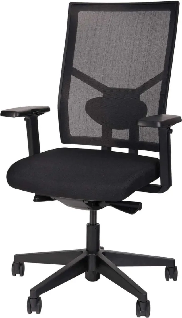 ABC Kantoormeubelen Ergonomische bureaustoel 787 NPR-1813 zwarte zitting met rug in zwart mesh stof chroom frame