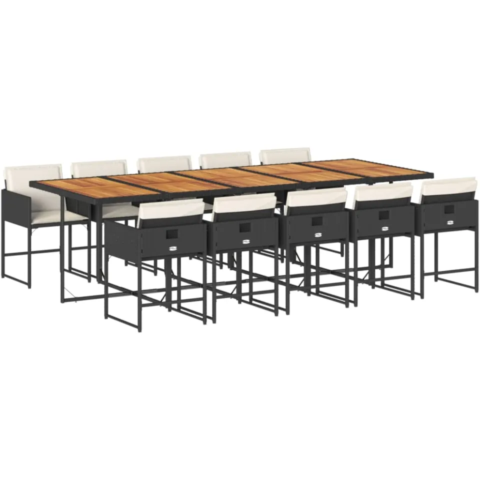 vidaXL 11-delige Tuinset met kussens poly rattan zwart, foto 4