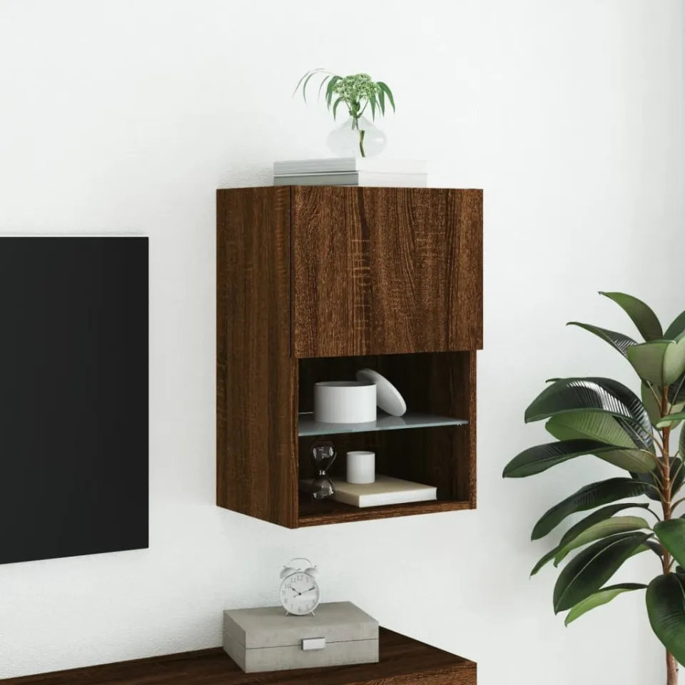 vidaXL Tv-meubel met LED-verlichting 40,5x30x60 cm bruin eikenkleur, foto 4