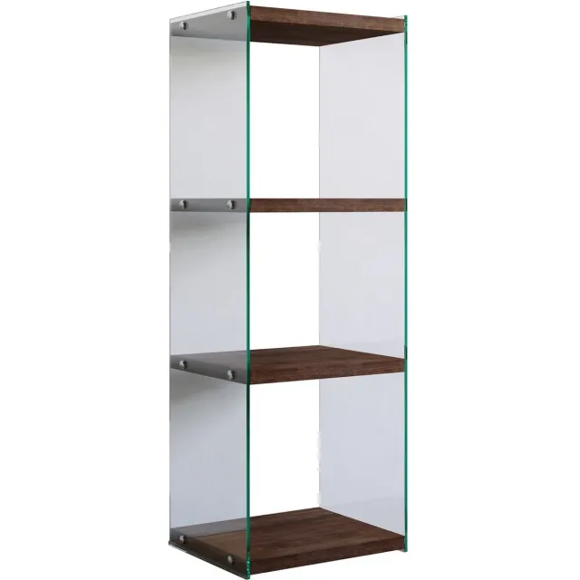 Skye Decor Boekenkast - Stijlvolle Walnoot - 40x120x35cm - Duurzaam Dennenhout - Elegant Glas