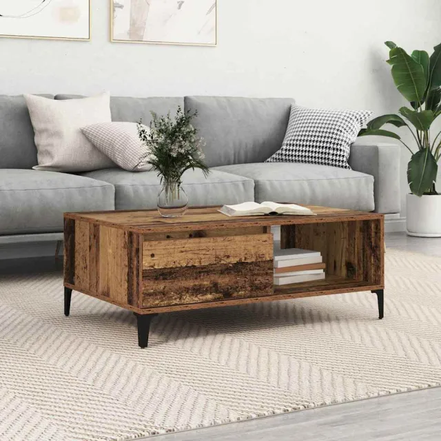 vidaXL Salontafel Oud hout 90 x 60 x 35 cm Bewerkt hout bruin