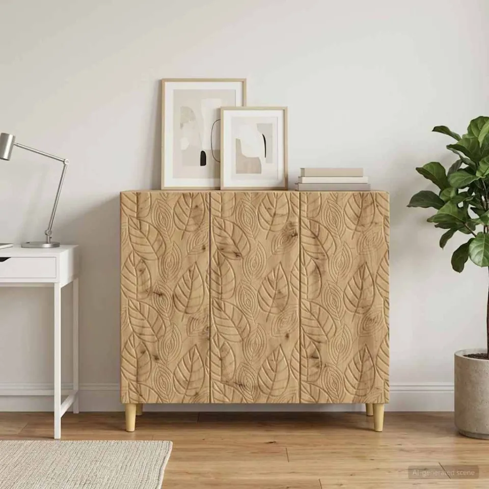 vidaXL Dressoir Artisanaal eiken 89 x 34,5 x 80 cm Bewerkt hout, foto 3