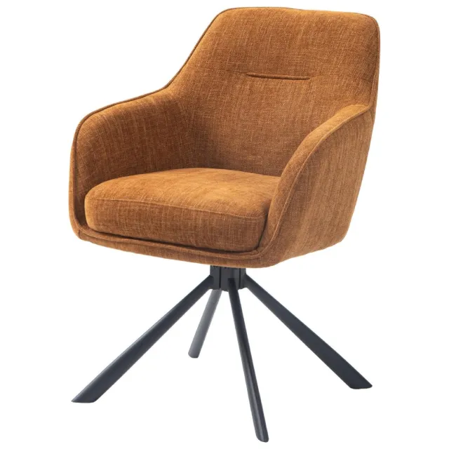 Nest of Nora Set van 2 - Nest of Nora Eetkamerstoelen Mavi - Draaibaar en met armleuning - Chenille - Roest Terracotta