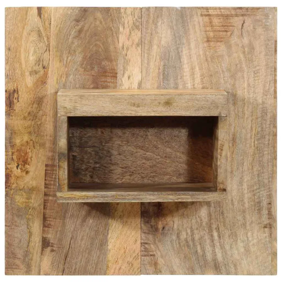 vidaXL Nachtkastje 50x27x50 cm massief ruw mangohout bruin, foto 2