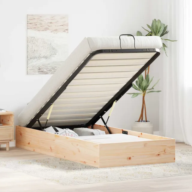 vidaXL Ottoman Bedframe met Opslag Naturel 90 x 190 cm Bruin