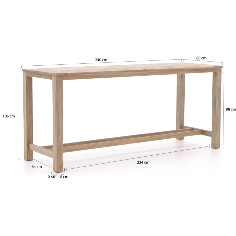 ROUGH Furniture ROUGH-X bartafel 240x80x105cm bruin, foto 2